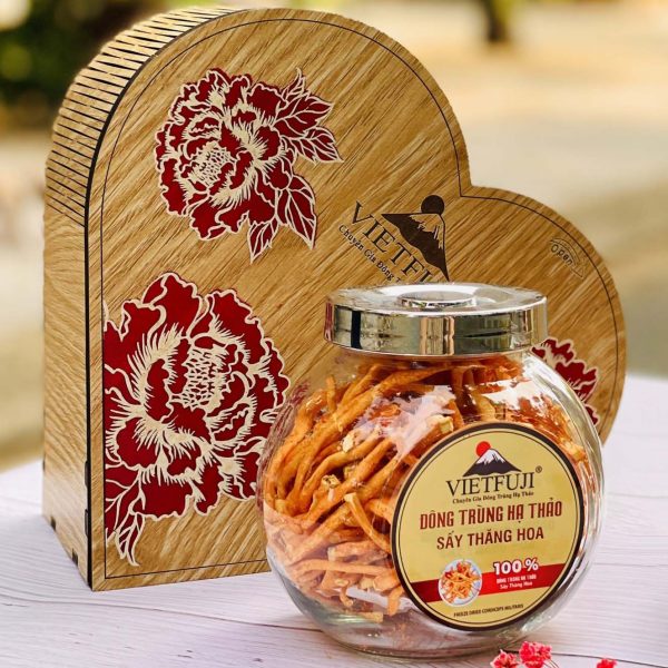 HỘP QUÀ ĐÔNG TRÙNG HẠ THẢO SẤY THĂNG HOA 10gram (Hộp gỗ)